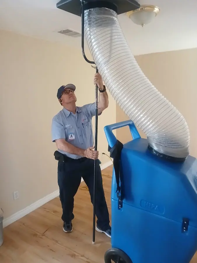 Mini Split Installation technician using HEPA equipment in Gastonia